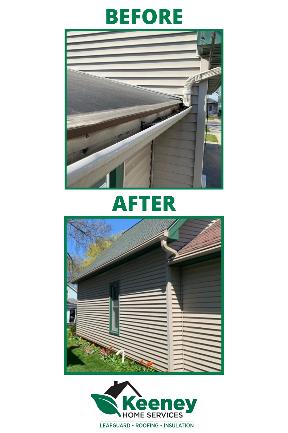 Before and After LeafGuard Gutter Installation in Wisconsin Gutters