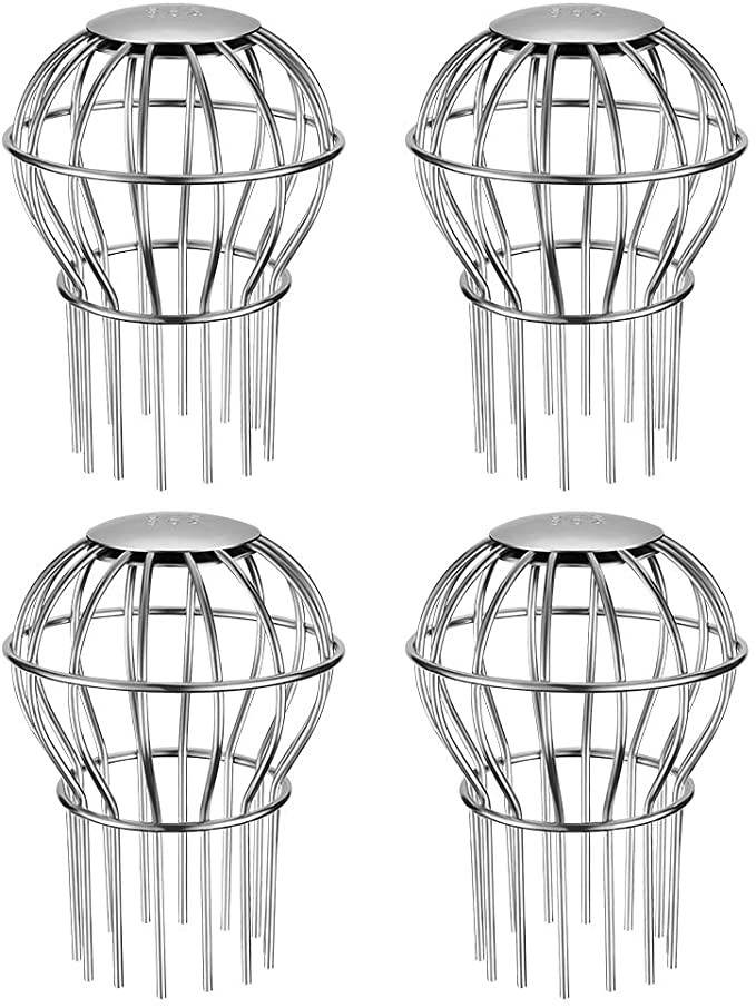 Gutter Guard 3 Inch 304 Stainless Steel Filter Strainer, Stops Leaves Seeds and Other Debris Gutter Cleaning Tool – 4 Pack