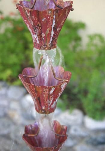 Rain Chain Copper Star Flower Aged Finish - Standard Length (8.5 Feet)