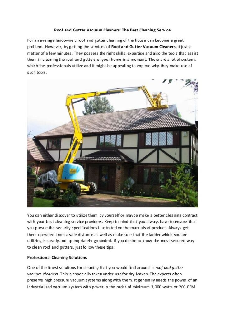 Roof and gutter vacuum cleaners the best cleaning service